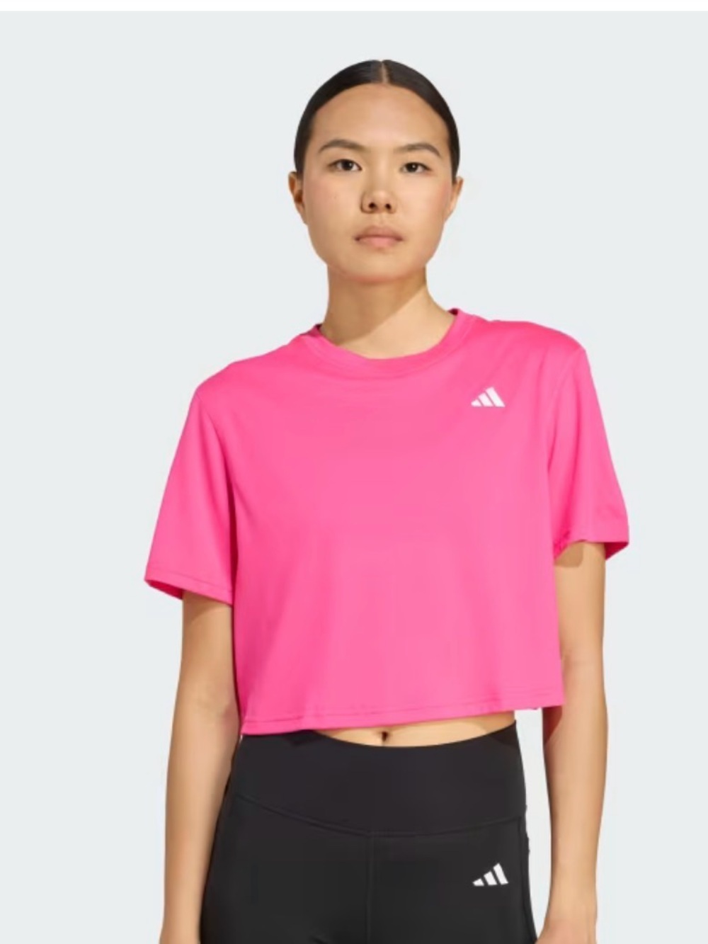 adidas Hot Pink Cropped Athletic Tee Size Large